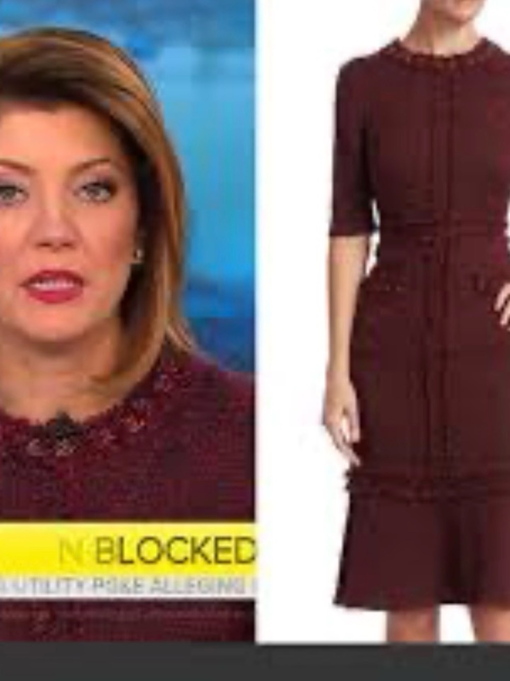 Rickie Freeman for Teri Jon Burgundy Tweed Midi Dress
